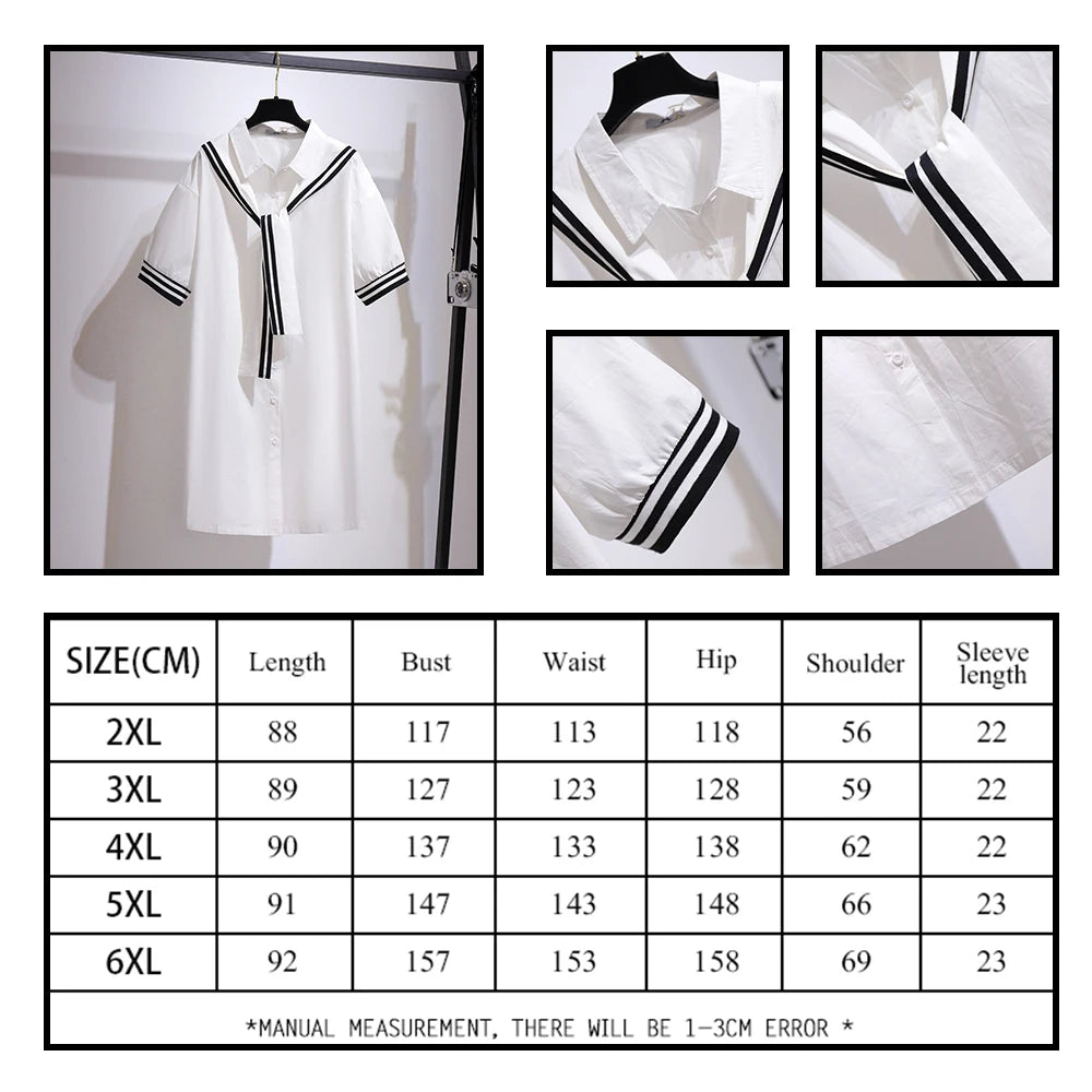 Summer new clothing plus-size women's casual loose shirt dress polo collar single-breasted short-sleeved mid-length dress large