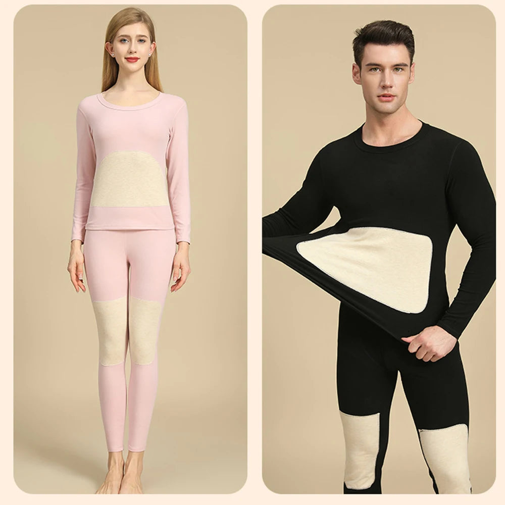 Thermal underwear Winter Warm Tops Cashmere Silk Patch