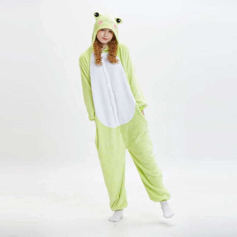 Kawaii Warm Flannel Animal Cartoon Onesies Sleepwear Adult Kids One-Piece Pajamas Jumpsuit Homewear Nightgown Cosplay Costume