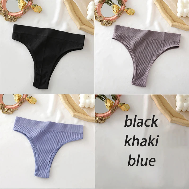 3PCS/Set High Waisted Seamless Women's Panties FINETOO Underwear Women Comfortable Female Underpants Solid Color Pantys Lingerie