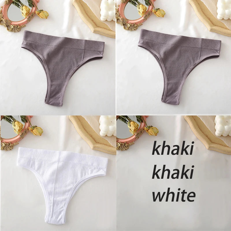 3PCS/Set High Waisted Seamless Women's Panties FINETOO Underwear Women Comfortable Female Underpants Solid Color Pantys Lingerie