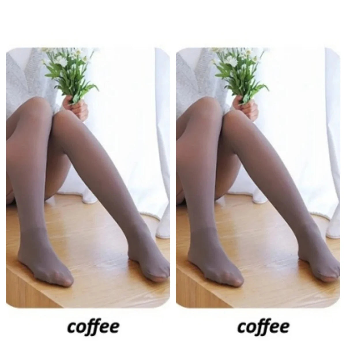 2PCS Plus Size Women's Fleece Warm Winter Tights Leggings Thick Fleece Panty Fake Translucent Pantyhose Thermal Stockings Woman