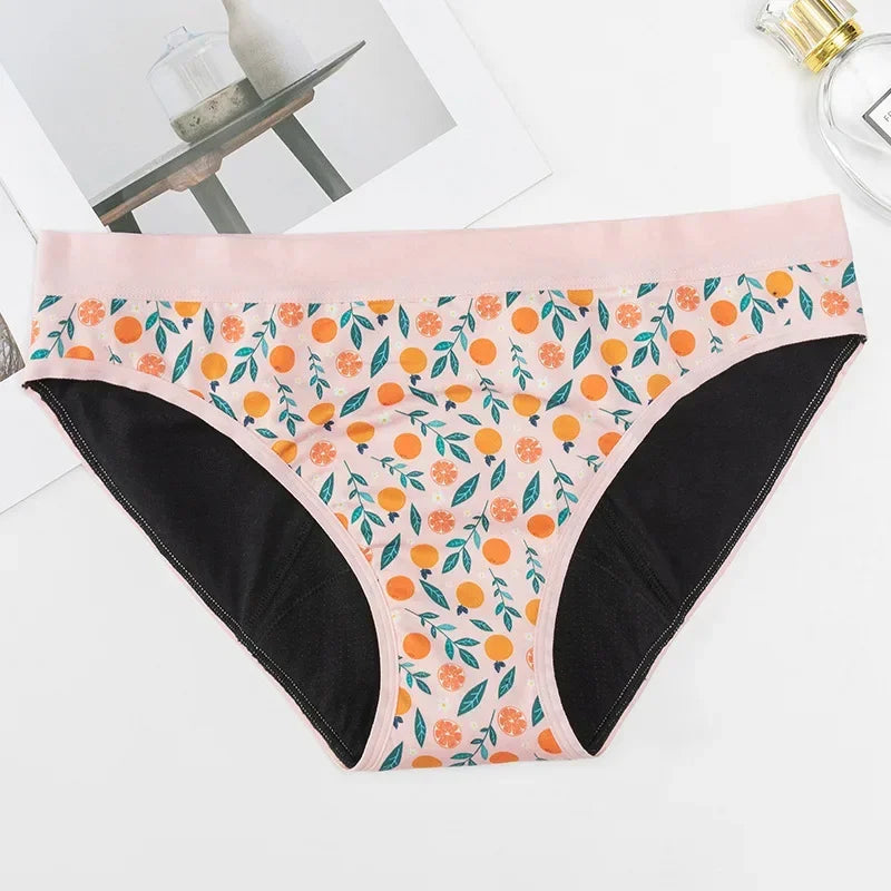 New Women's Panties Young Girls Printed Physiological Panties Bottom 4 Layers Breathable Leak Proof Menstrual Panties Underwear