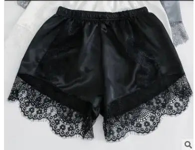 Satin Safety Shorts Women Lace Underwear Brief Summer Shorty Knicker Panties Under Skirt Thin Loose Short Pants Bloomer Lingerie