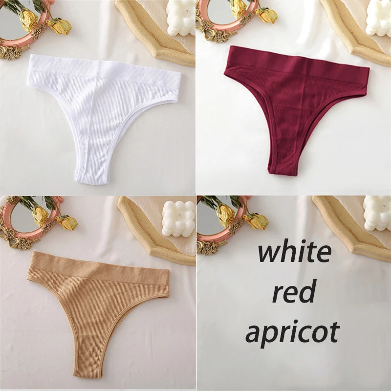 3PCS/Set High Waisted Seamless Women's Panties FINETOO Underwear Women Comfortable Female Underpants Solid Color Pantys Lingerie