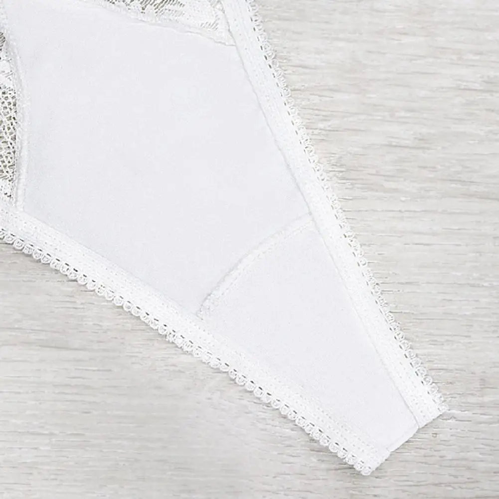 Women Panties High Waist Lace Hollow Out Elastic Seamless Anti-septic Spaghetti Strap Underpants