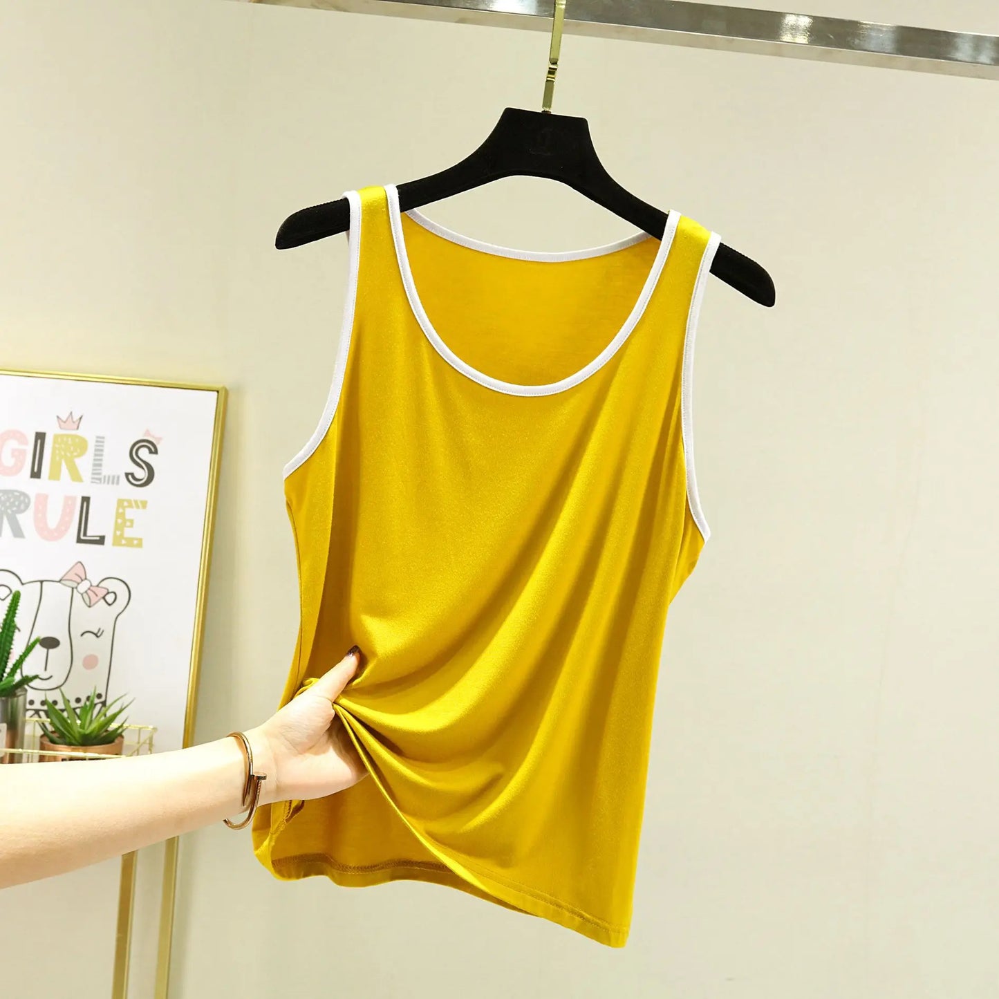 Summer Modal Tank tops O-neck Plus size solid color camis homewear tee tops sleeveless women's clothing