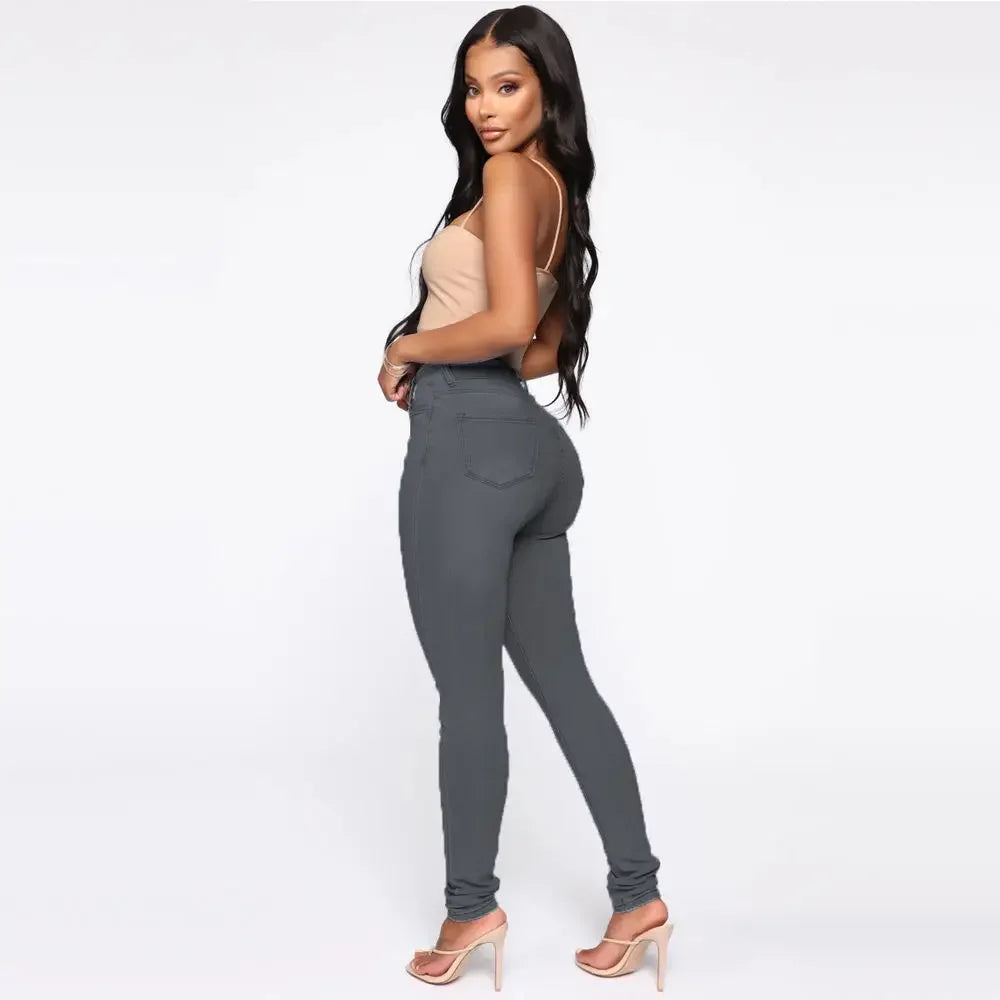 Tight Plus Size High Waist Jeans Women Clothing Vintage Streetwear Denim Pants Y2k Blue Black Elastic Trouser Cargo Jeans New