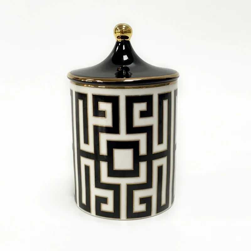 Gold Plated Stripe Ceramic Storage Jar