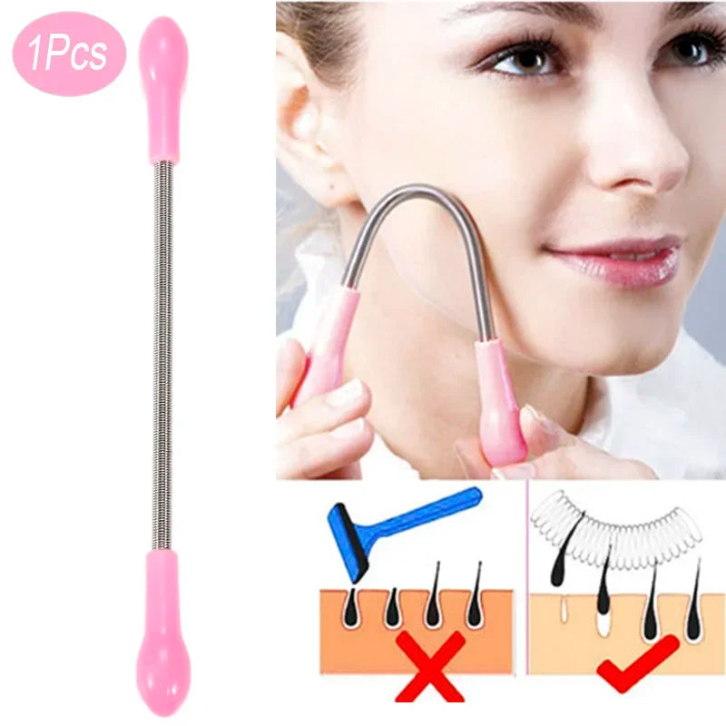 Face Hair Spring Remover Stick Removal Threading Beauty Tool Epilator Cream Hair Removal Tool  Stainless Steel Epilator Stick