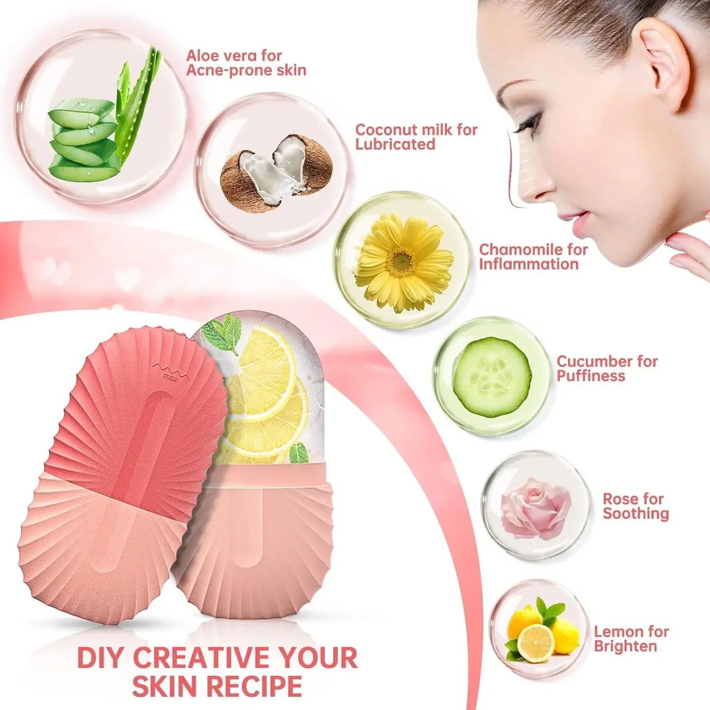 Silicone Face Ice Cube Mold for Beauty Skin Care