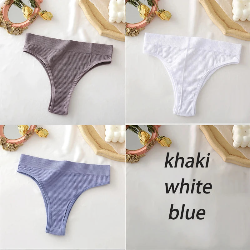 3PCS/Set High Waisted Seamless Women's Panties FINETOO Underwear Women Comfortable Female Underpants Solid Color Pantys Lingerie