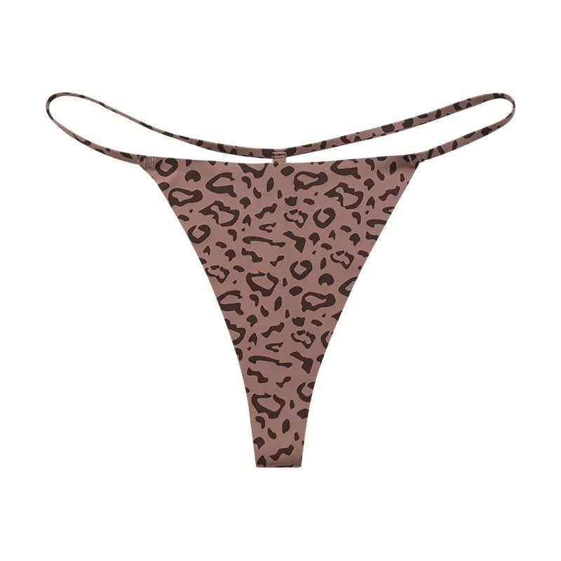 3 Pcs Non-trace Plus Size Panties Women's Low Waist Slim Antibacterial Hot Leopard Print Thong Panties