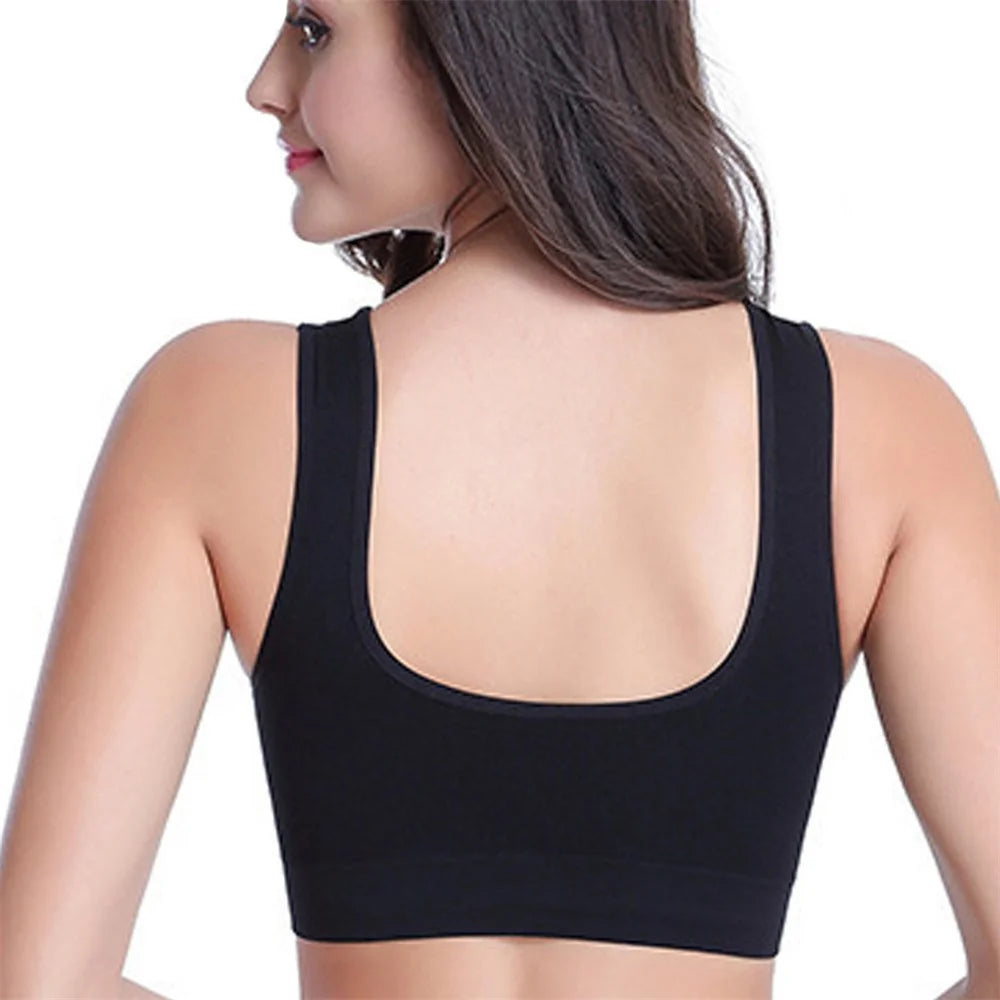 Women Seamless Bras Camisole Underwear Crop Top XXL 3XL Black Pure Color Sports Gym Running Fitness Yoga