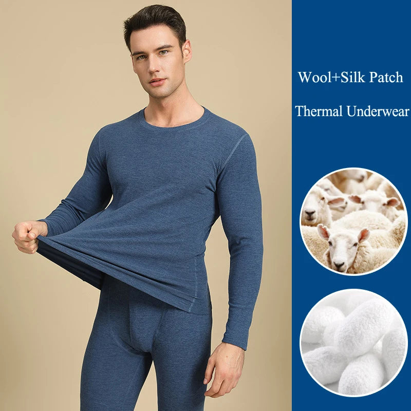 Thermal underwear Winter Warm Tops Cashmere Silk Patch